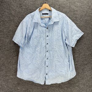 Synrgy Shirt Men 54 Blue Floral Button Up Collared Short Sleeve Cotton Regular